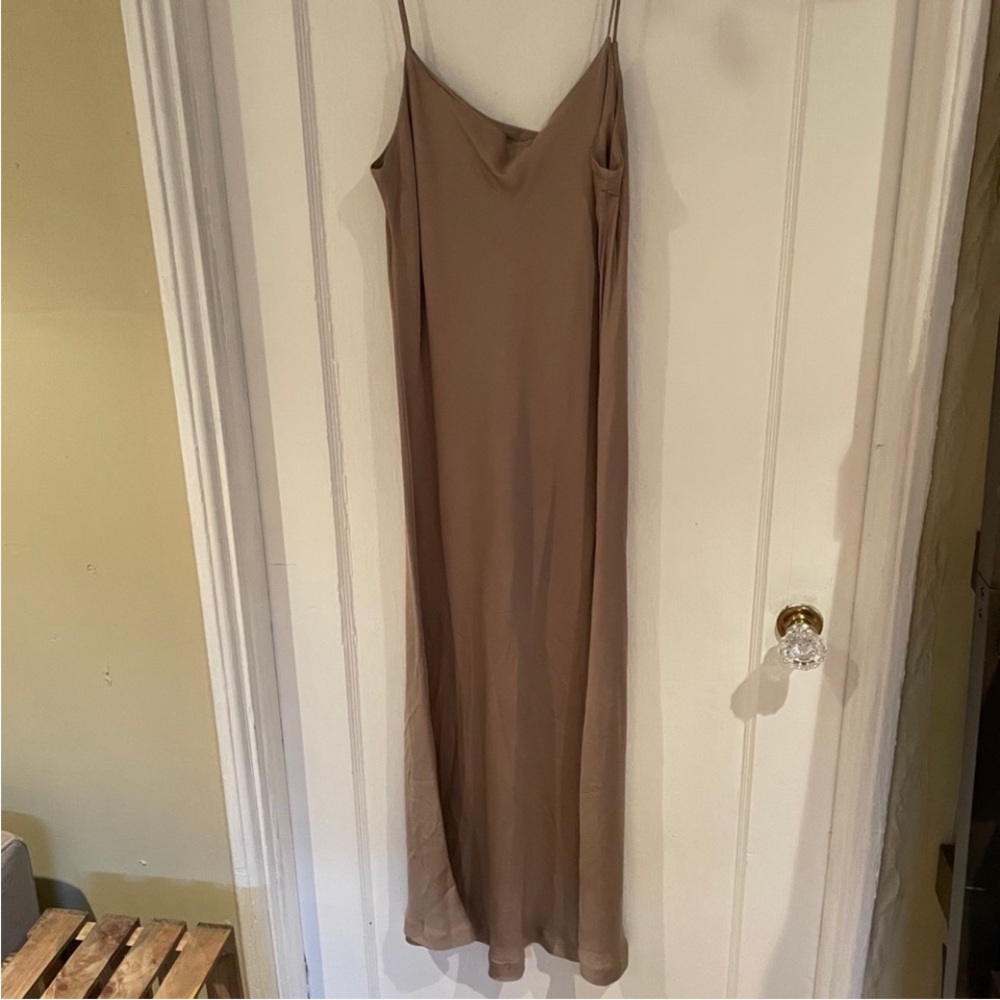 COME AND GET midi, beige slip dress. Size M. NWT. FRANKIE SHOP.